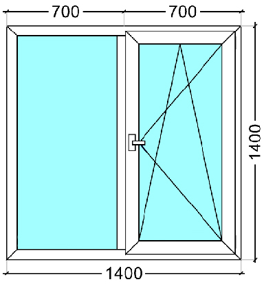 Двухстворчатое окно 1400х1400