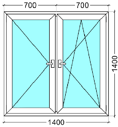 Двухстворчатое окно 1400х1400