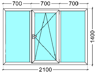 Трехстворчатое окно 2100х1400