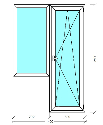Балконный блок с одним окном 1440x2100