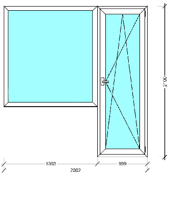 Балконный блок с глухой створкой 2002x2100